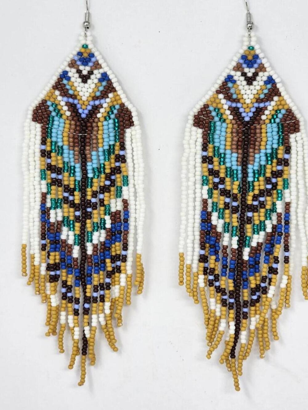 Birds of a Feather Boho Beaded Fringe Earrings